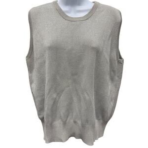 VTG 90'S Joseph A. Womens silver Gray Silk/Metallic Tank XL sleevless sweater